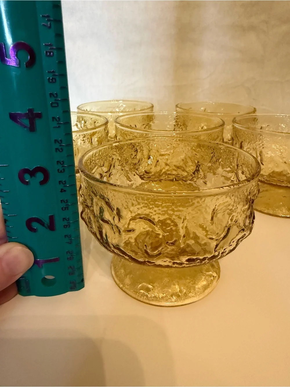 Vintage Anchor Hocking Lido Milano Honey Gold Dessert Cups